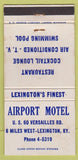 Matchbook Cover - Airport Motel Lexington KY WEAR 30 Strike