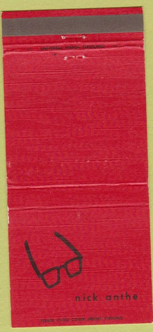 Matchbook Cover - Nick Anthe Restaurant Akron OH glasses 30 Strike