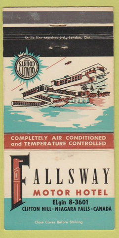 Matchbook Cover - Fallsway Motor Hotel Niagara Falls ON 30 Strike