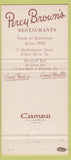Matchbook Cover - Percy Brown's Restaurant Wilkes Barre PA 30 Strike