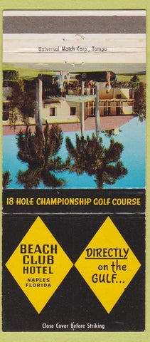 Matchbook Cover - Beach Club Hotel Naples FL 30 Strike
