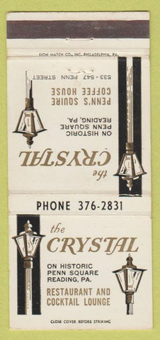 Matchbook Cover - The Crystal Reading PA restaurant 30 Strike