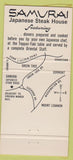 Matchbook Cover - The Samurai Japanese Steak House Pittsburgh PA 30 Strike