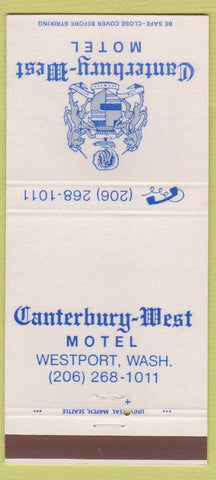 Matchbook Cover - Canterbury West Motel Westport WA 30 Strike
