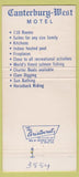 Matchbook Cover - Canterbury West Motel Westport WA 30 Strike