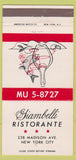 Matchbook Cover - Siambelli Restaurant New York City Italian  30 Strike