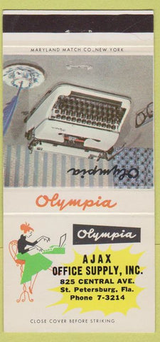 Matchbook Cover - Olympia Typewriters St Petersburg FL girlie 30 Strike