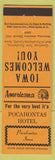 Matchbook Cover - Pocahontas Hotel IA Perkins Americana Orange