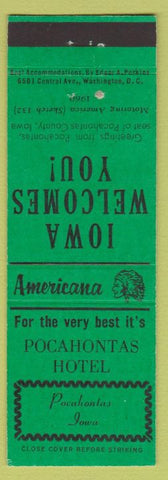 Matchbook Cover - Pocahontas Hotel IA Perkins Americana Green