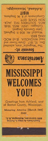 Matchbook Cover - Ashalnd MS Perkins Americana Orange