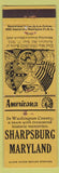 Matchbook Cover - Sharpsburg MD Civil War Perkins Americana Yellow