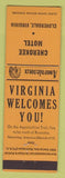 Matchbook Cover - Cherokee Motel Cloverdale VA Perkins Americana Orange