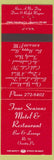 Matchbook Cover - Four Seasons Motel Oventin PA