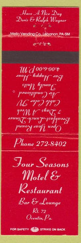 Matchbook Cover - Four Seasons Motel Oventin PA