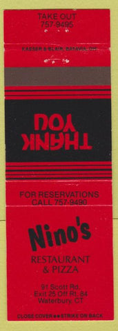 Matchbook Cover - Nino's Pizza Waterbury CT