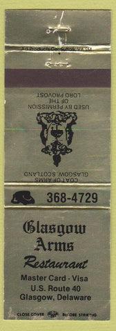 Matchbook Cover - Glasgow Arms Restaurant Glasgow DE