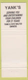 Matchbook Cover - Yank's East Highway SC VHS Rentals Hamburgers