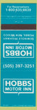 Matchbook Cover - Hobbs Motor Inn Hobbs NM