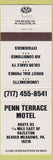 Matchbook Cover - Penn Motel Mechanicsburg PA