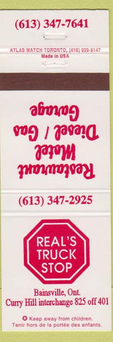 Matchbook Cover - Real's Truck Stop Bainesville ON