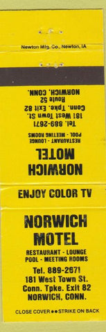 Matchbook Cover - Norwich Motel Norwich CT