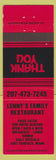 Matchbook Cover - Lenny's Farmily Restaurant Fort Fairfield ME