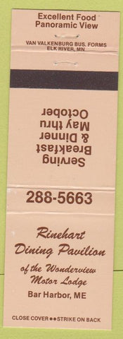 Matchbook Cover - Rinehart Dining Pavillion Bar Harbor ME light brown