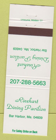 Matchbook Cover - Rinehart Dining Pavillion Bar Harbor ME white