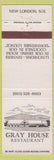 Matchbook Cover - Gray House Restaurant New London NH