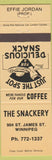 Matchbook Cover - The Snackery Winnipeg MB