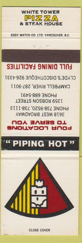 Matchbook Cover - White Tower Pizza Campbell River West Vancouver BC