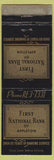 Matchbook Cover - First National Bank Appleton WI WEAR