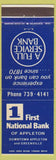 Matchbook Cover - First National Bank Appleton WI Greenville