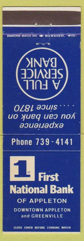Matchbook Cover - First National Bank Appleton WI Greenville