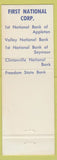 Matchbook Cover - First National Bank Appleton WI Greenville