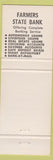 Matchbook Cover - Farmers Statge Bank Cameron NO STATE
