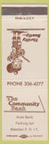 Matchbook Cover - Coumminity Bank NO TOWN Scotsman