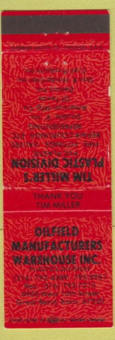 Matchbook Cover - Oilfield Warehouse Plastics Great Bend KS