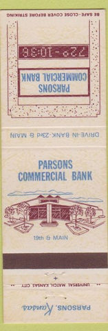 Matchbook Cover - Parsons KS Commercial Bank
