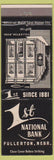 Matchbook Cover - 1st National Bank Fullerton NE