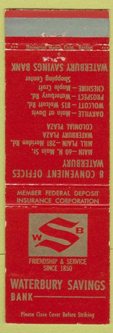 Matchbook Cover - Waterbury Savings Bank CT
