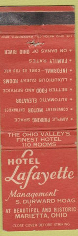 Matchbook Cover - Hotel Lafayette Marietta OH