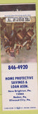 Matchbook Cover - Home Protective Savings Ellwood City PA