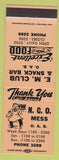 Matchbook Cover - Officers Mess Snack Bar OAB military