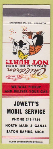 Matchbook Cover - Jowett's Mobil oil gas Eat Rapids MI