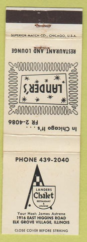 Matchbook Cover - Lander's Chalet Restaurant Elk Grove Village IL