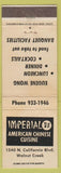 Matchbook Cover - Imperial Chinese Food Walnut Creek CA