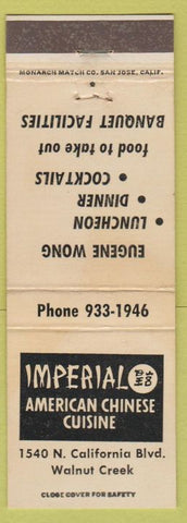 Matchbook Cover - Imperial Chinese Food Walnut Creek CA