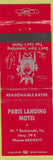 Matchbook Cover - Paris Landing Motel Buchanan TN