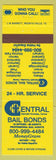 Matchbook Cover - Central Bail Bonds TX Amarillo Eastland Quanah Vernon